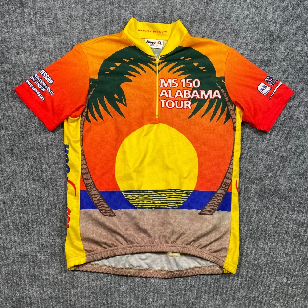 Revi Mens MS 150 Alabama Tour Cycling Jersey Large Orange Tropical Sunset USA